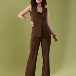 selvia Women Two Piece Dress Brown Maxi/Full Length Dress-picture-24