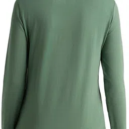 van heusen Women Solid Round Neck Cotton Blend Green T-Shirt image 3