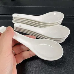 mdnsho White Soup Spoon Ceramic Asian Ramen Spoons White Spoons for Appetizer Wonton Ceramic Soup Spoon Set-picture-32