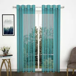 brand roots 153 cm (5 ft) Window Tissue Semi Transparent Curtain (Pack Of 2) image 1