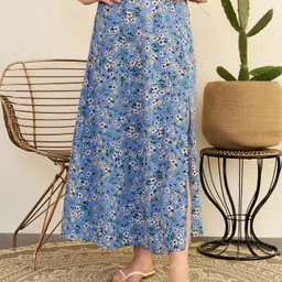 berrylush Women Printed A-line Blue Skirt image 5