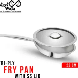 sigri-wala Triply Fry Pan 22 cm diameter with Lid 1.4 L capacity image 1