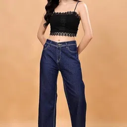 reward Women Loose Fit High Rise Dark Blue Jeans image 5