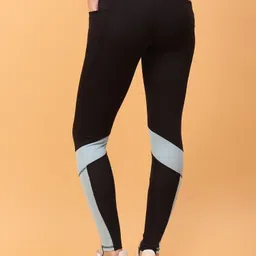 cosvos Color Block Women Black Tights image 2