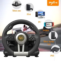 Playtastic PXN V3 Pro 180 Degree Universal Game Steering Wheel with Pedals Motion Controller image 2