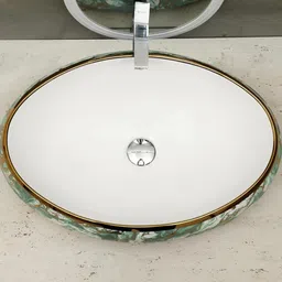 hisre Designer Ceramic Table Top Sink Basin for Bathroom Over Counter Wash Basin for Living Room (24 x 17 x 5.5 Inch) Table Top Basin image 2