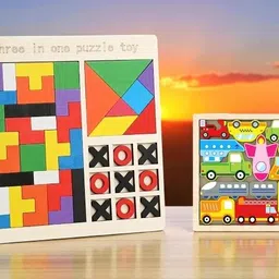 vhd Kids Educational Wooden Puzzle Combo | 3 in 1 Learning & Vehicle Puzzle X203-picture-42