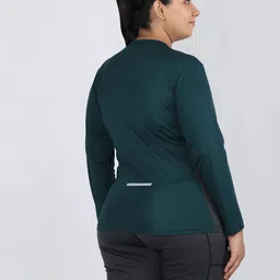 chkokko Women Solid Round Neck Polyester Dark Green T-Shirt image 2
