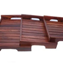 etiquette art Wooden Serving Tray Set Of 3 For Kitchen, Coffee Tray For Living Room Tray Serving Set image 4