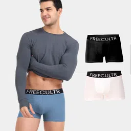 freecultr Pack of 3 Organic Cotton Trunks, Ultrasoft Waistband, Premium Snug-Fit Underwear Solid Men Trunk-picture-15