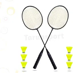 Badminton Racket Set of 2 Black Strung Badminton Racquet-image-1