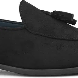 here&now Charcoal Suede Leather Casual Tassel Shoes Loafers For Men image 3