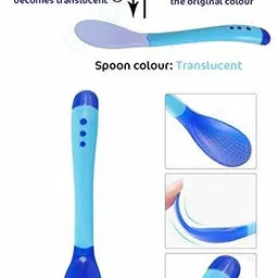 the little lookers Silicone Tip Heat Sensitive Silicone Spoons | Temperature Sensing Spoons | Spoon Set - Pack of 2 (Blue)- Silicone image 5