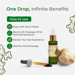 bhisajyam Ginger Essential Oil 100% Pure & Natural, Boosts Metabolism & Gas Relief image 3