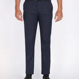 peter england Men Slim Fit Blue Polyester Trousers image 1