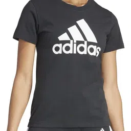 adidas Women Sporty Round Neck Pure Cotton Black T-Shirt-picture-15