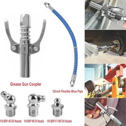 mandc Grease Gun Coupler 10000 PSI Leak-Free Grease Nozzle With 12 Inch Pipe Manual Dispenser image 4