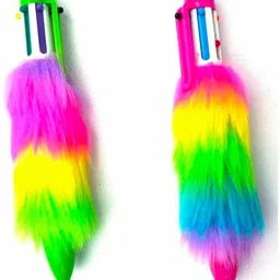 cutetoys rainbow fur pen with 6 ink colors for kids pack of 2 ball pen Ball Pen image 2