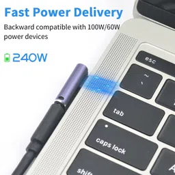 microware Right Angle USB C to USB C Adapter 240W, 90 Degree USB C Adapter 40Gbps, 8K USB C Male to USB C Female Type C Extender Adapter for iPad, Thunderbolt/ USB4 Laptop Accessory image 2