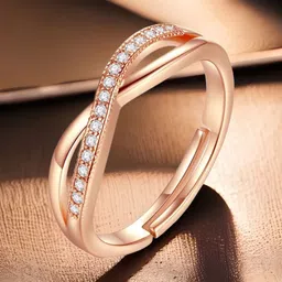 myki Stainless Steel Crystal Gold Plated Ring image 5