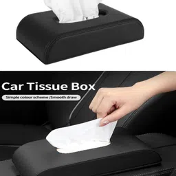 ayw Universal Black D Shape Leatherite Tissue Holder For Car/Home-236 Vehicle Tissue Dispenser image 5