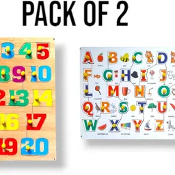 vsindia Combo 1to20 Counting Numbers with Picture ABC puzzle board for kids image 1