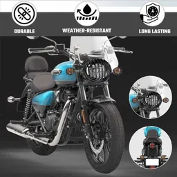 swift7 ROYAL ENFIELD METEOR GRILL SET BLACK ALUMINIUM MATERIAL MADE IN INDIA Bike Headlight Grill image 3