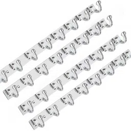 shining LABS (Pack of 4) Stainless Steel Premium Fescue Dual Edge 8 pin Cloth Hanger Bathroom Wall Door Hooks For Hanging keys ,Clothes Hook Rail Stainless Steel, Aluminium Key Holder-picture-13