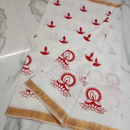 Woven Jamdani Handloom Cotton Blend Saree-image-89