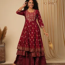 globus Women Embroidered Polyester Anarkali Kurta-picture-11