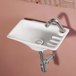 sproxware DELTA Ceramic Wash Basin 16 inch x 9 inch for Bathroom and any Outdoor Space SP005 Wall Hung Basin image 2