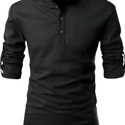 evalaxy Men Solid Pure Cotton Straight Kurta image 4