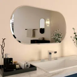 vibecrafts Scandinavian Frameless Beveled Capsule Shaped Wall Mirror image 1