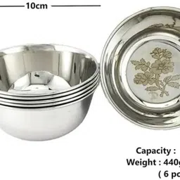rayeenbeauty Steel Serving Bowl Premium stainless steel bowl glossy finish with flower print dishwasher safe image 4