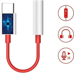 MGTRADERS Red And White Usb data cable 0.12 Type C to 3.5 mm Jack Audio Connector -Compactable Phone Converter image 3