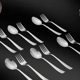 grip and serve Premium 6 PC Spoon And 6 PC Fork/Stainless Steel/Food Grade/39 Stainless Steel Cutlery Set-picture-21