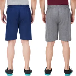 feel track Pack of 2 Solid Men Blue, Grey Regular Shorts image 2