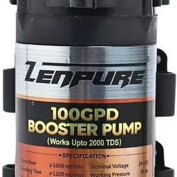 zenpure RO 100 GPD Booster Pump Works Upto 2000 TDS Solid Filter Cartridge image 1