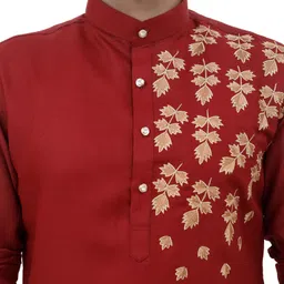 tibra collection Men Embroidered Cotton Blend Straight Kurta image 4