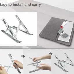 IMMUTABLE Foldable Height Adjustable Laptop Stand SVV19 Aluminium Floor and Desk Stand Laptop Stand with Adjustable Height Compatible with Universal Laptops-picture-18