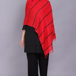 axolotl Striped Viscose Women Red Stole, Scarf image 5
