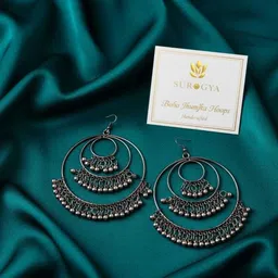 Surogya Crystal Curve Drop Earrings Alloy Chandbali Earring-picture-41