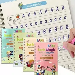 Sank Magic Practice Copybook For Kids Auto Fade Pen 4Books 5Riffile 1Grip 1 pen-image-15