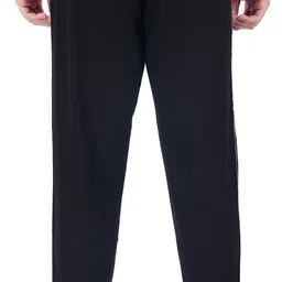 feel track Men Solid Black Track Pants image 2