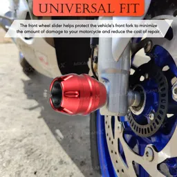 oberoi's traders Motorcycle Red Front Fork Slider | Wheel Frame Slider | Axle Protector Bike Crash Guard image 2