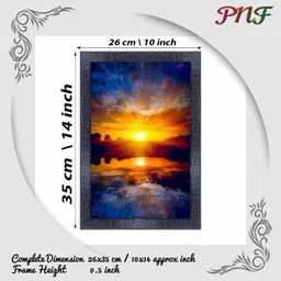 pnf Poster And Frame Vastu Sunrise Scenery Wooden Photo Frame | Home Decor Item Digital Reprint 14 inch x 10 inch Painting image 2