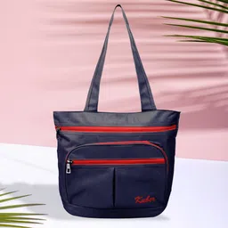 homestic Shopping Bag for Grocery|4 Compartment|Handle Shoulder Bag|Pack of 2|Navy Blue Pack of 2 Grocery Bags image 2