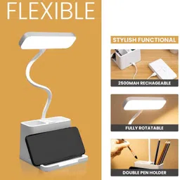 akr Powerful Rechargeable Emergency lamp with Pen| Mobile Holder Desk Table Lamp image 3