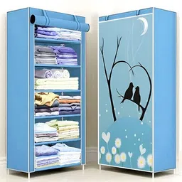zenvexyo A6 Portable Fabric Storage Wardrobe, Multi-Shelf Clothes Organiser PP Collapsible Wardrobe image 1