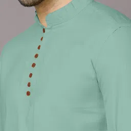 vtexx Men Solid Cotton Blend Straight Kurta image 4